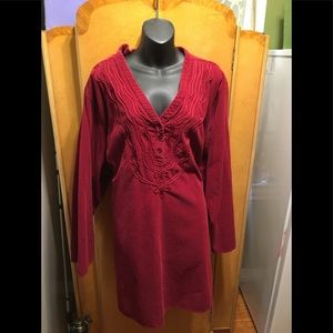 Courdroy Tunic Top 4X Burgandy Mainstreet Blues
